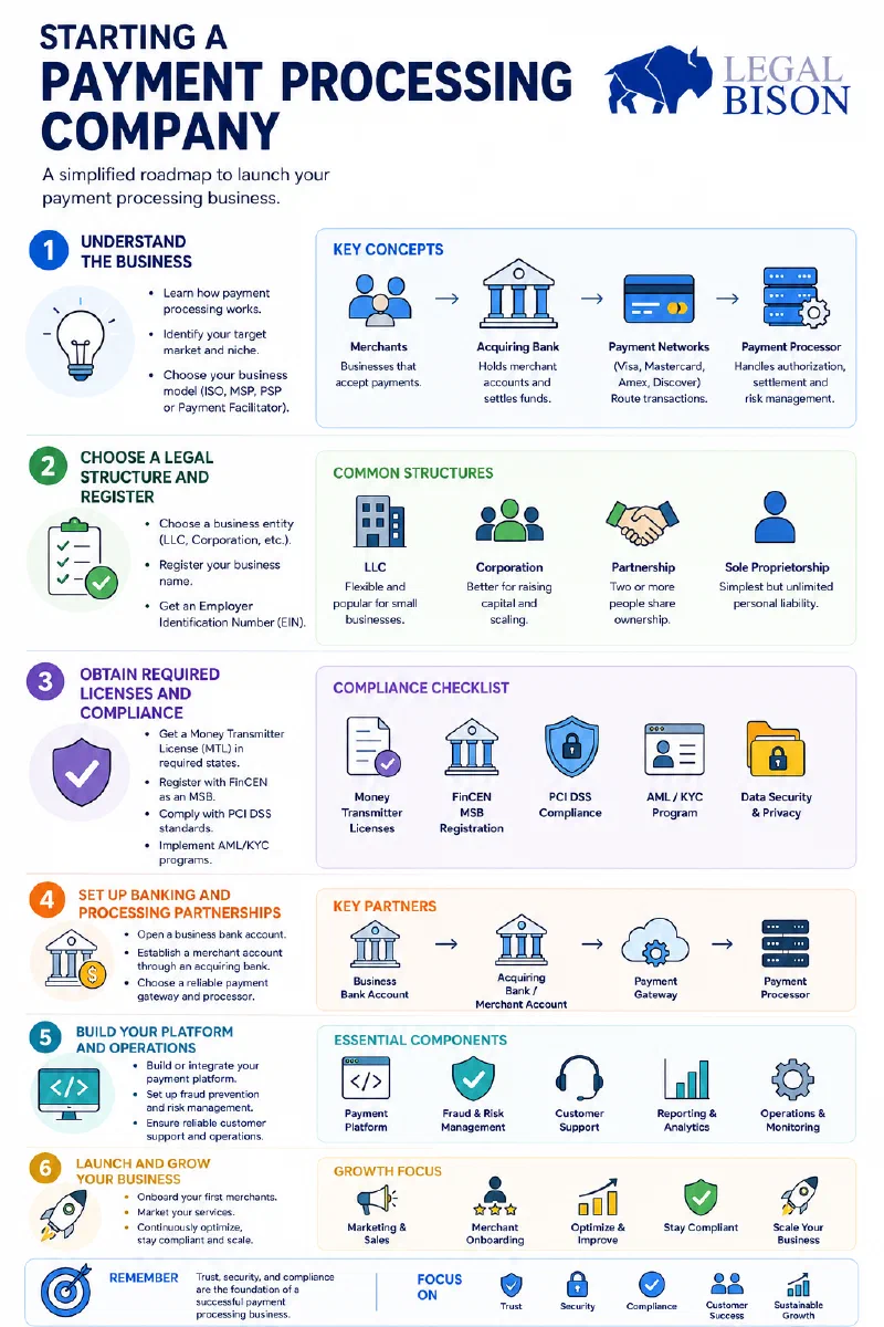 how to start a payment processing company infographics process